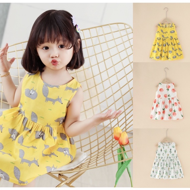 babyfit CASUAL-1 dress 100% katun anak perempuan lengan yukensi import gaun mini import jx-0227r