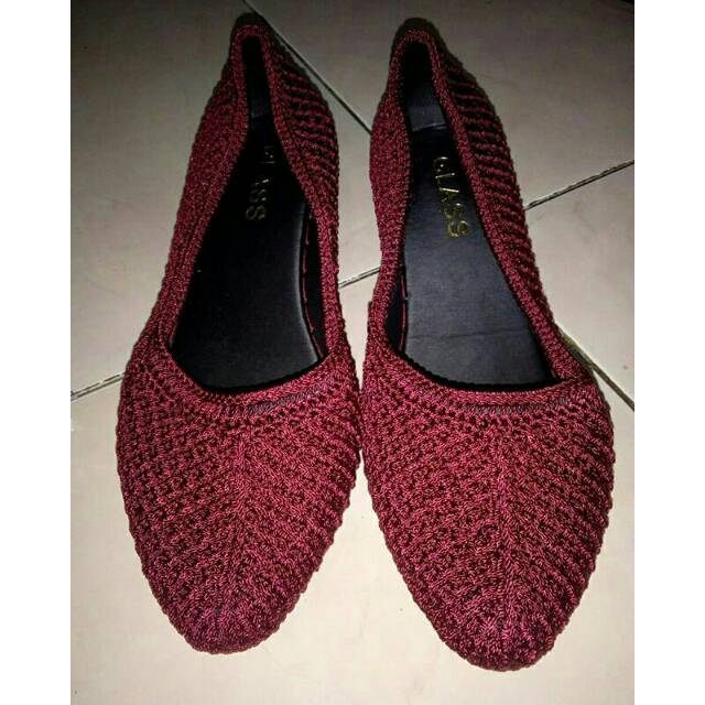 Sepatu rajut wedges wanita crochet