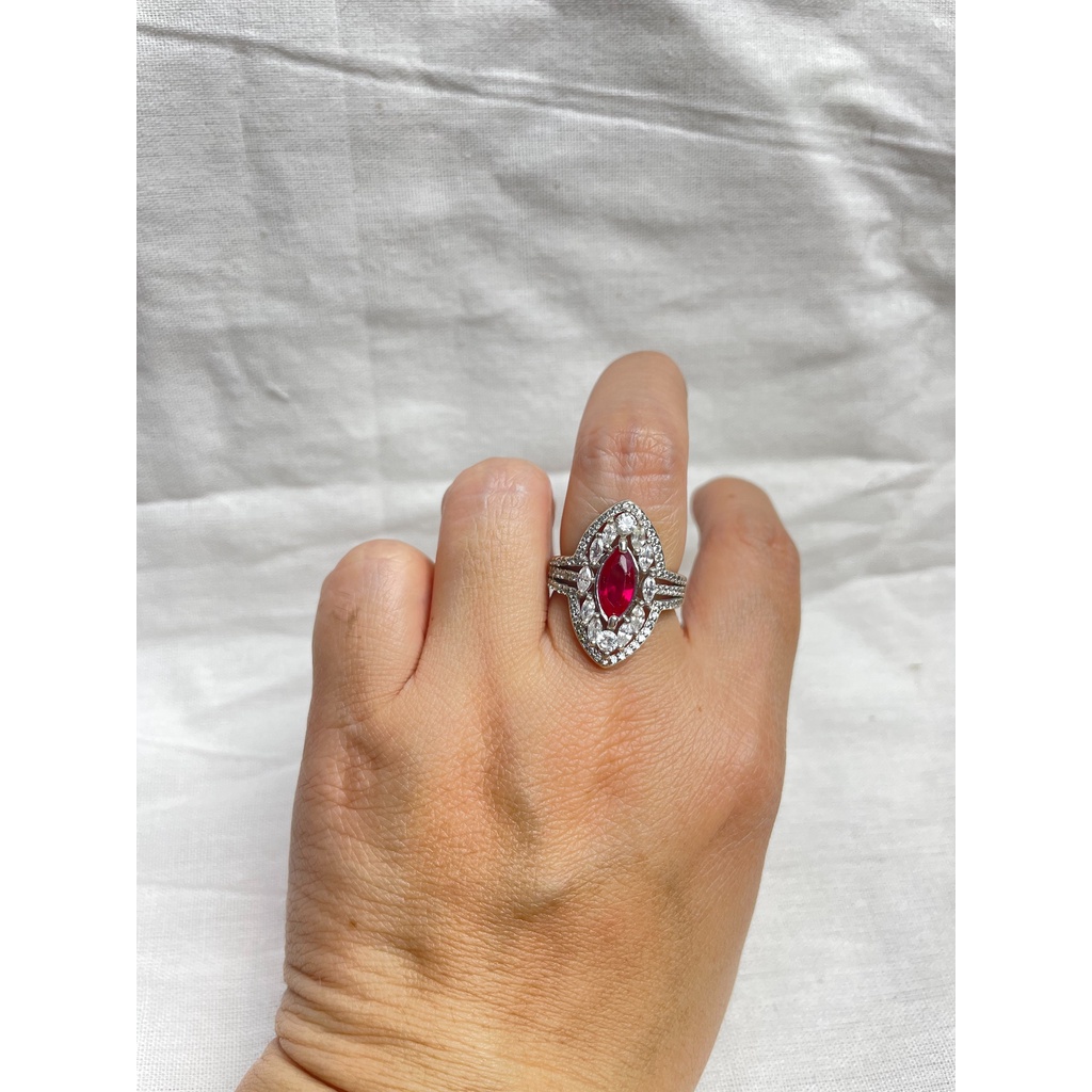 CINCIN UKIR MATA MERAH PERAK ASLI S925 GLOBAL JEWELLERY CN030