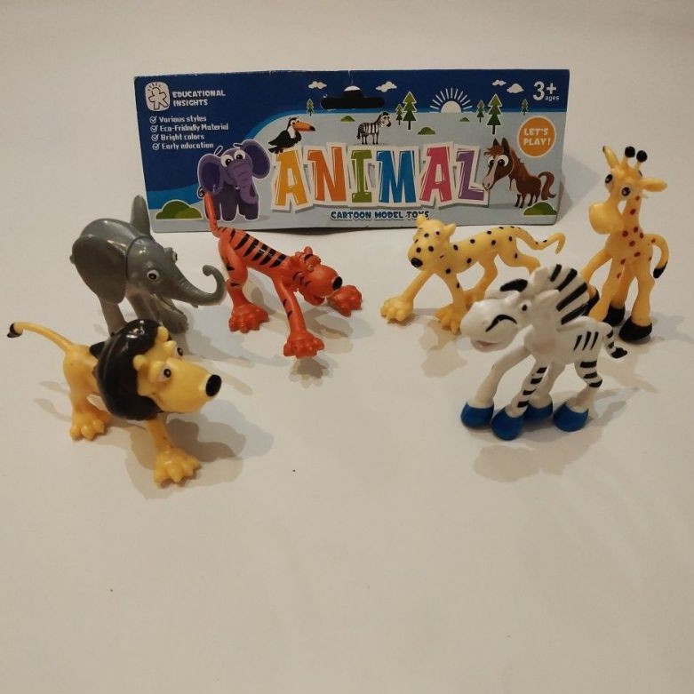 Mainan Binatang Karet Animal Cartoon | Toppers Cake | Mainan Murah | MAINAN ANAK BINATANG ALAM 6 PCS