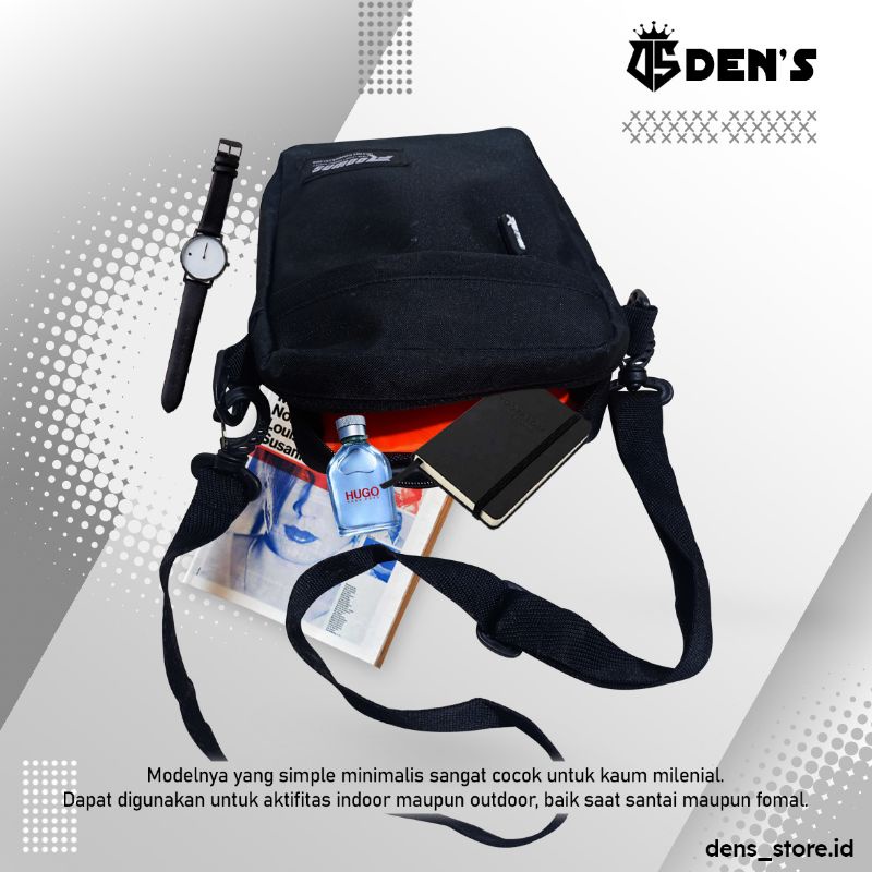 Tas Selempang Pria Kasual Polos Hitam Slempang Cowok Keren Slingbag Bahu Pria