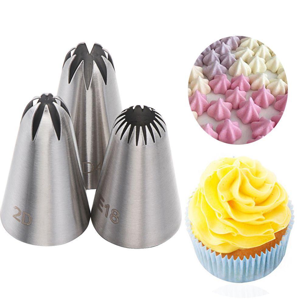 Solighter 3PCS Spuit Piping Icing Bahan Stainless Steel Untuk Dekorasi Kue