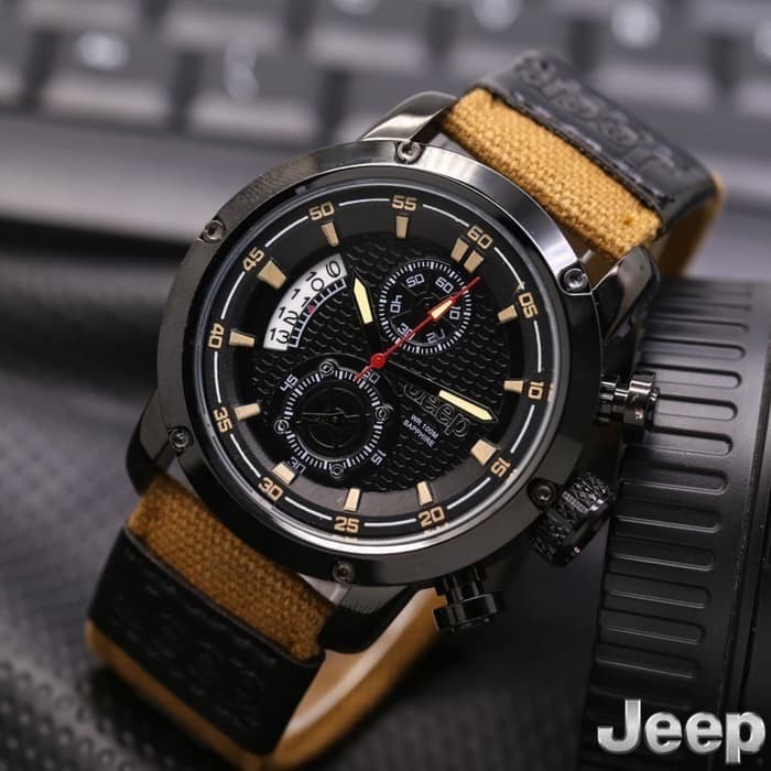 Jam Tangan Jeep Crono Aktif Tali Kanvas - Jam Tangan Pria Kanvas Super Mewah - Termewah