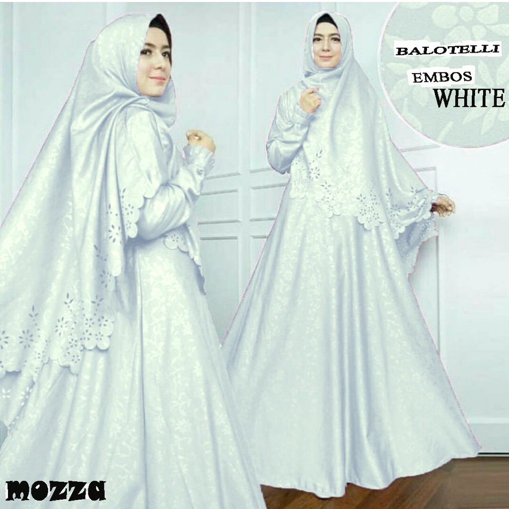 Maxi Dress Embos + Bergo bahan Balotelli High Quality Mozza Syari