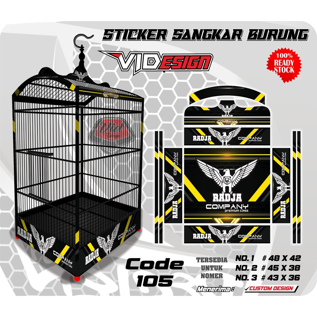 STIKER SANGKAR KOTAK DECAL KANDANG BURUNG RADJA NO 1 2 3