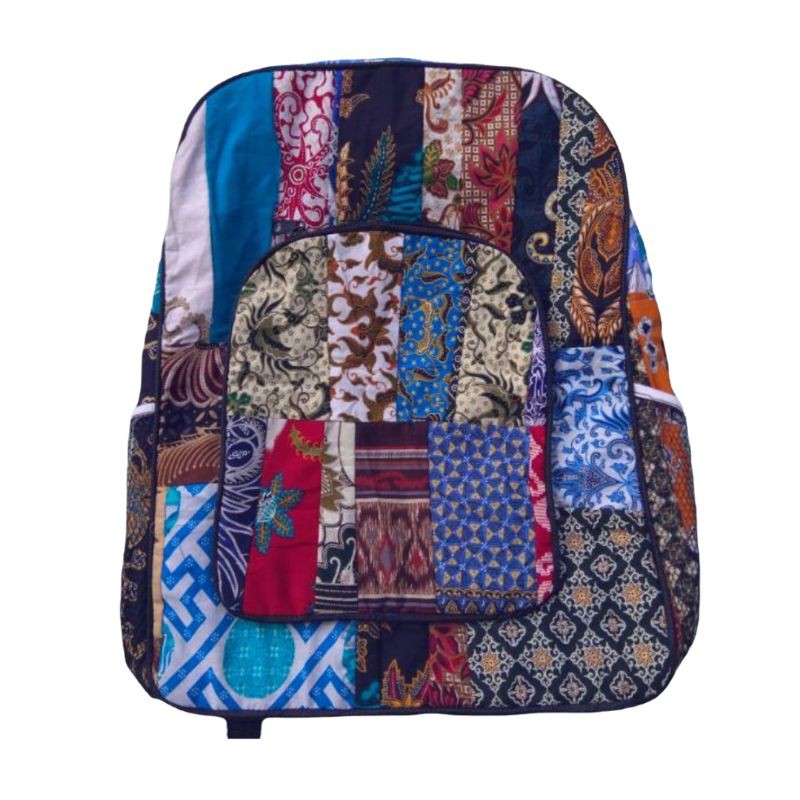 TERMURAH! TAS RANSEL BATIK PERCA UKURAN 46x30x10 cm - TAS GENDONG ANAK PRIA WANITA KHAS JOGJA