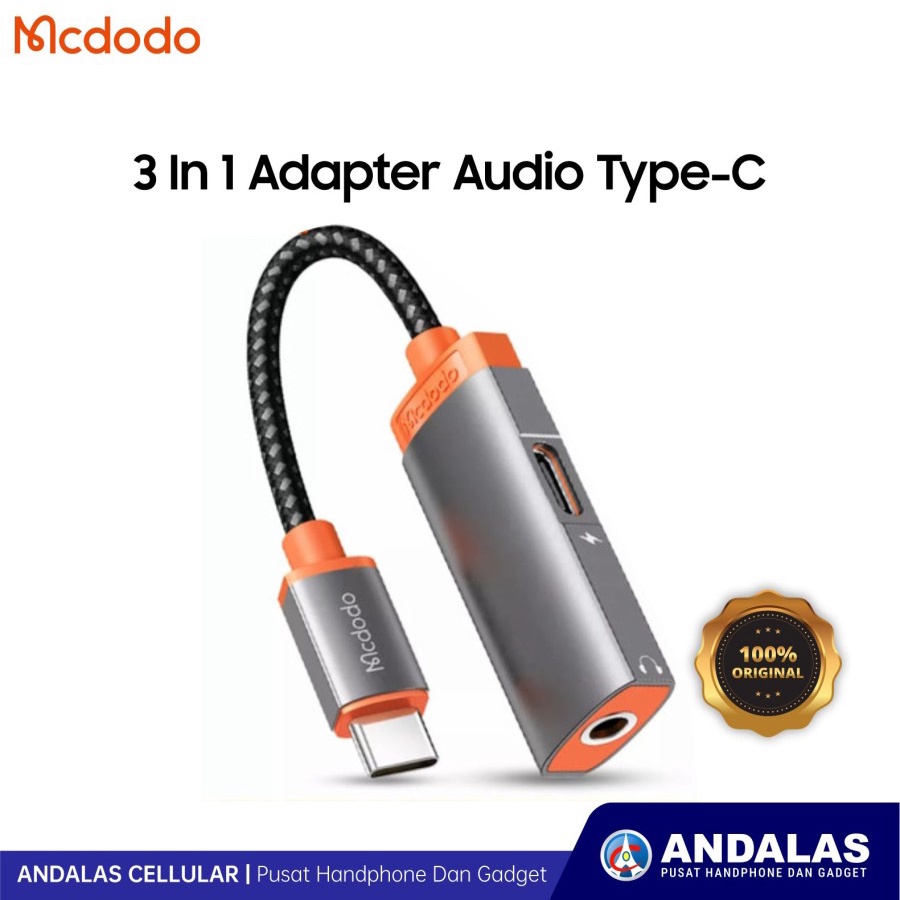 MCDODO CA-0940 Converter Splitter Type C To Dual Type C + Jack 3.5MM