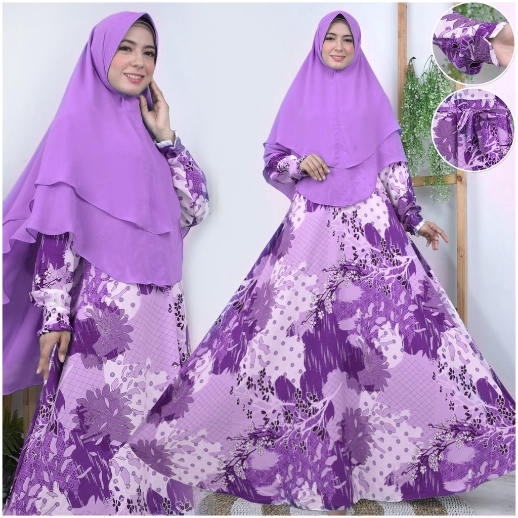 Arashi  maxi syari motif batik gamis murah monalisa premium set hijab fashion muslim grosir baju murah