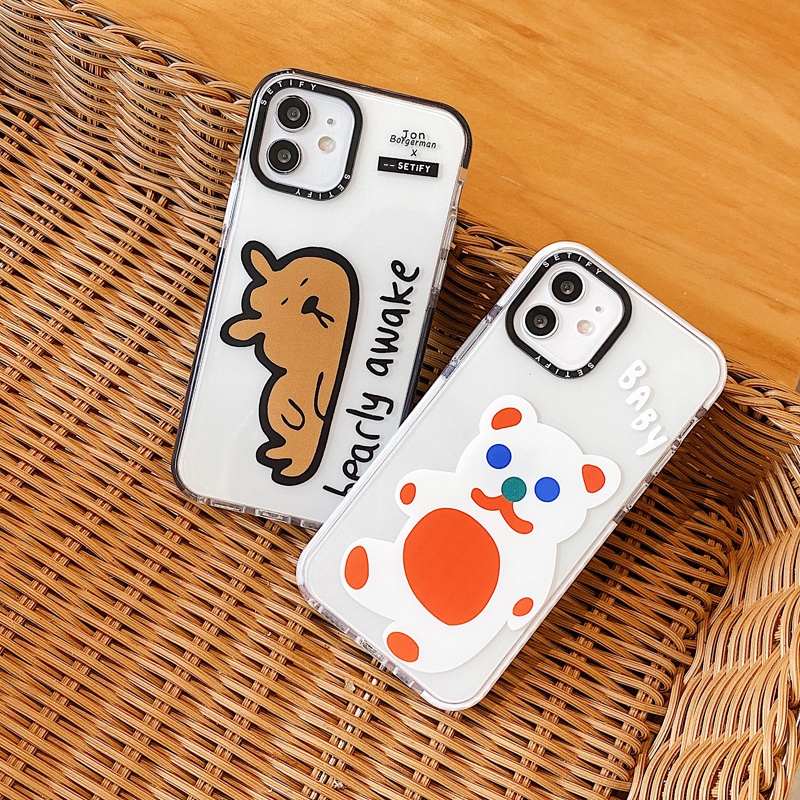 Casing Soft Case Motif Kartun Beruang Untuk iPhone 11 / 12 / 13 Pro Max / 7 / 8 + / X / XR / Xs Max