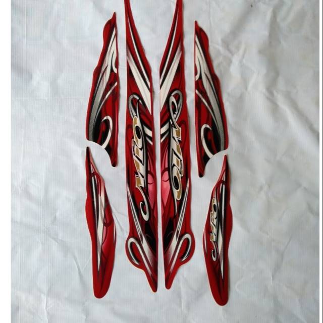 STRIPING MOTOR STICKER MOTOR LIS BODY MOTOR YAMAHA MIO SPORTY SMILE 2011 BODY FULL MERAH MAROON