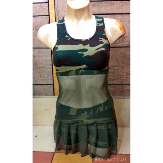 Setelan Baju Senam Rok Loreng