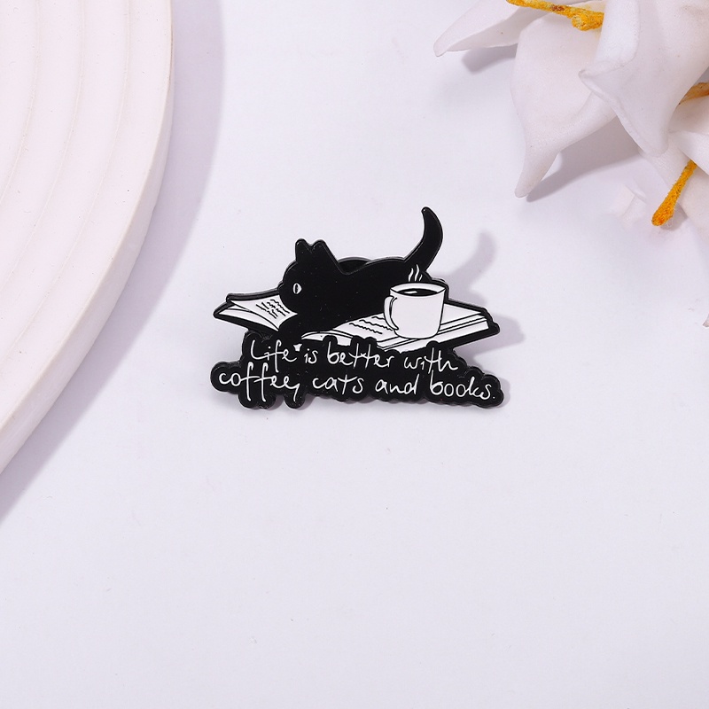 Bros Pin Kerah Motif Kucing Hitam Untuk Aksesoris Pakaian