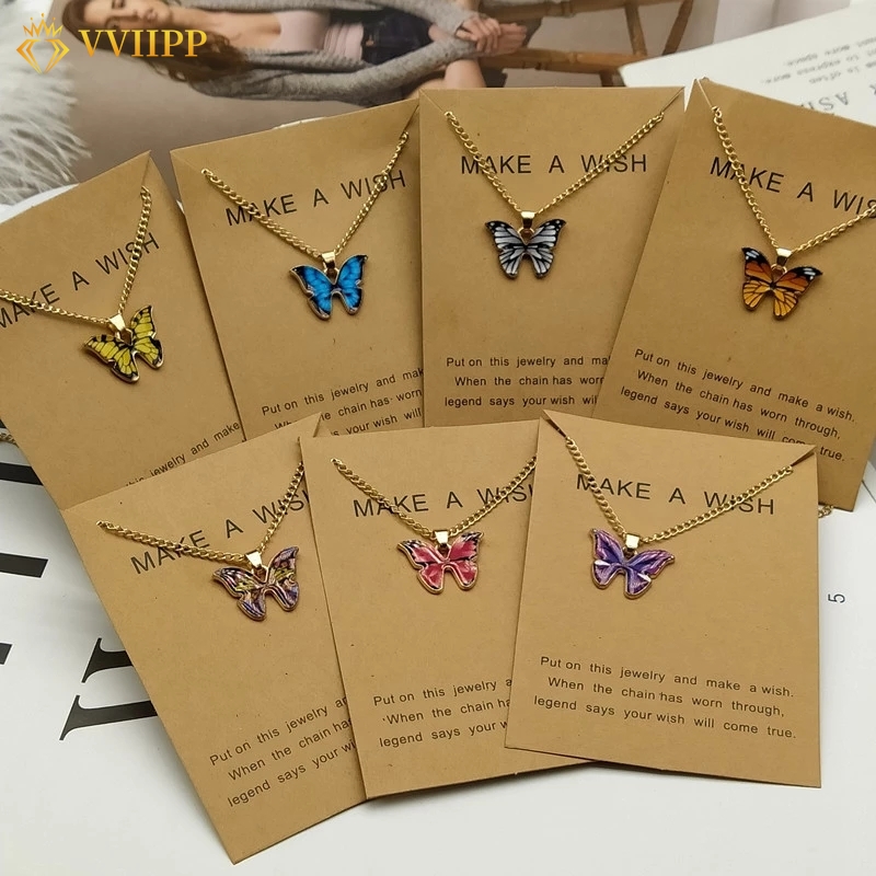 Kalung Liontin Butterfly Warna Emas Gaya Korea Untuk Wanita