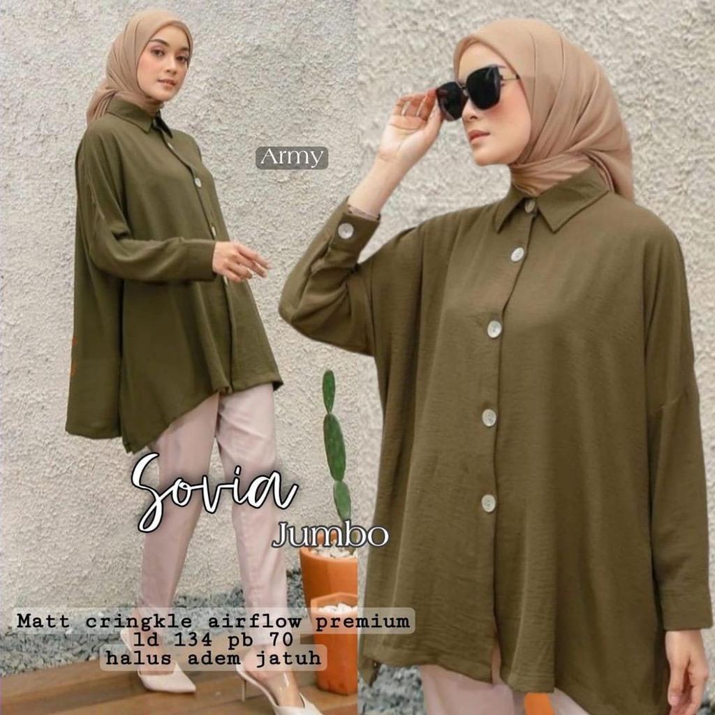 1KG MUAT 5PCS | SOVIA OVERSIZE BLOUSE FLOWY AIRFLOW CRINKLE HITS OOTD FASHION WANITA TERMURAH