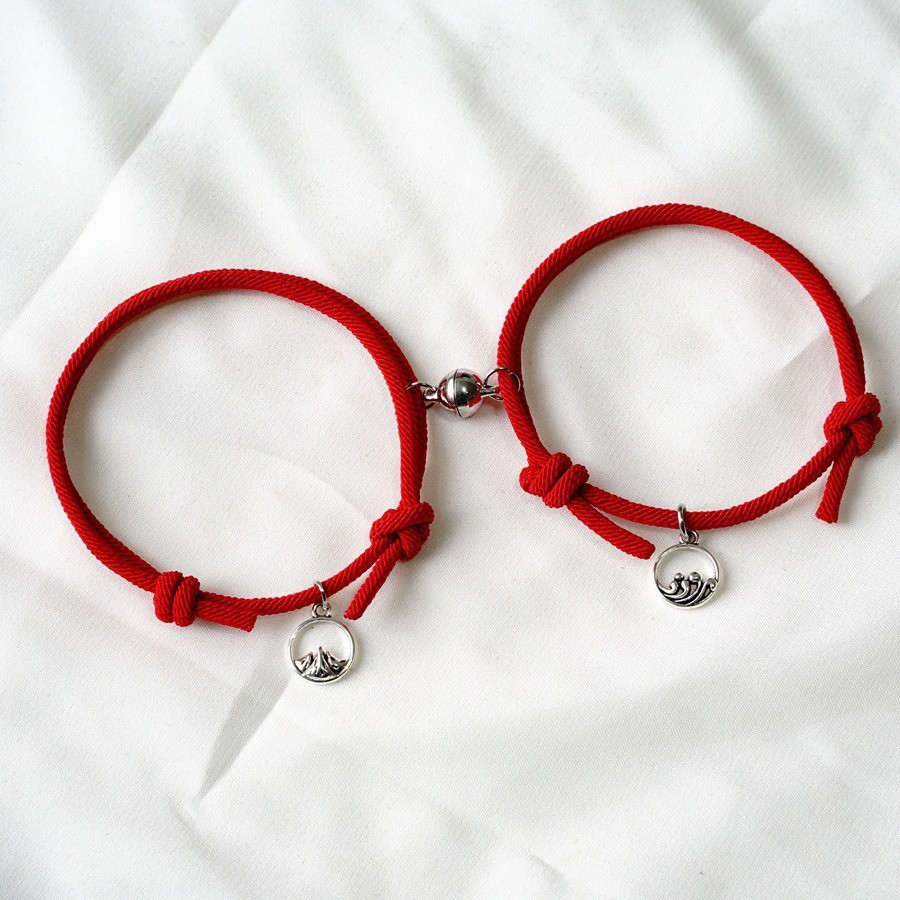 OVERFLOWS.ID 2 Pcs Gelang Couple Magnet Bahan Tali Rope Gelang Persahabatan Murah