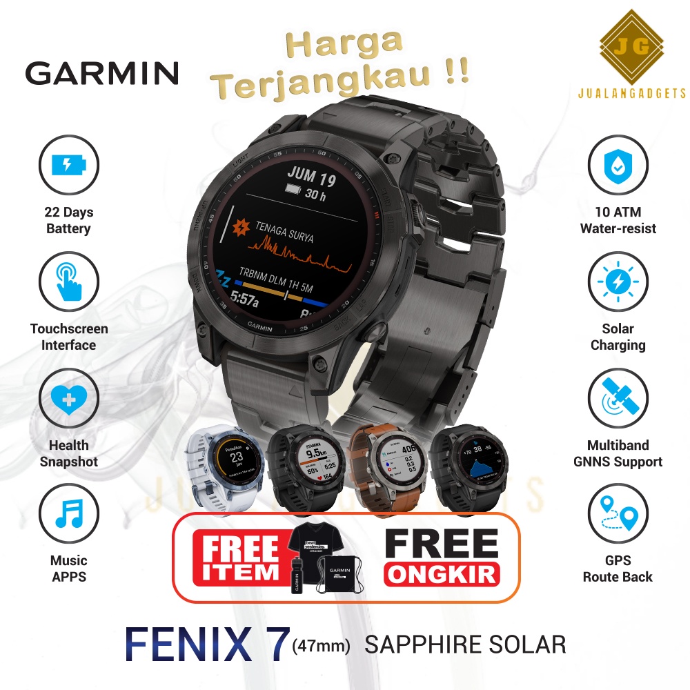 Garmin Fenix 7 Sapphire Solar Smartwatch Garmin TAM Garansi Resmi