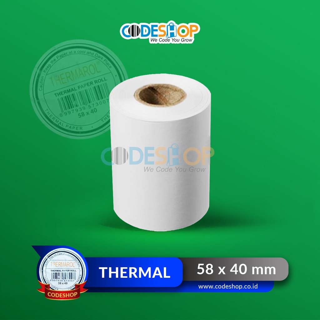 

Kertas Thermal Thermarol 57 x 40 mm Roll Printer Struk Kasir 58mm