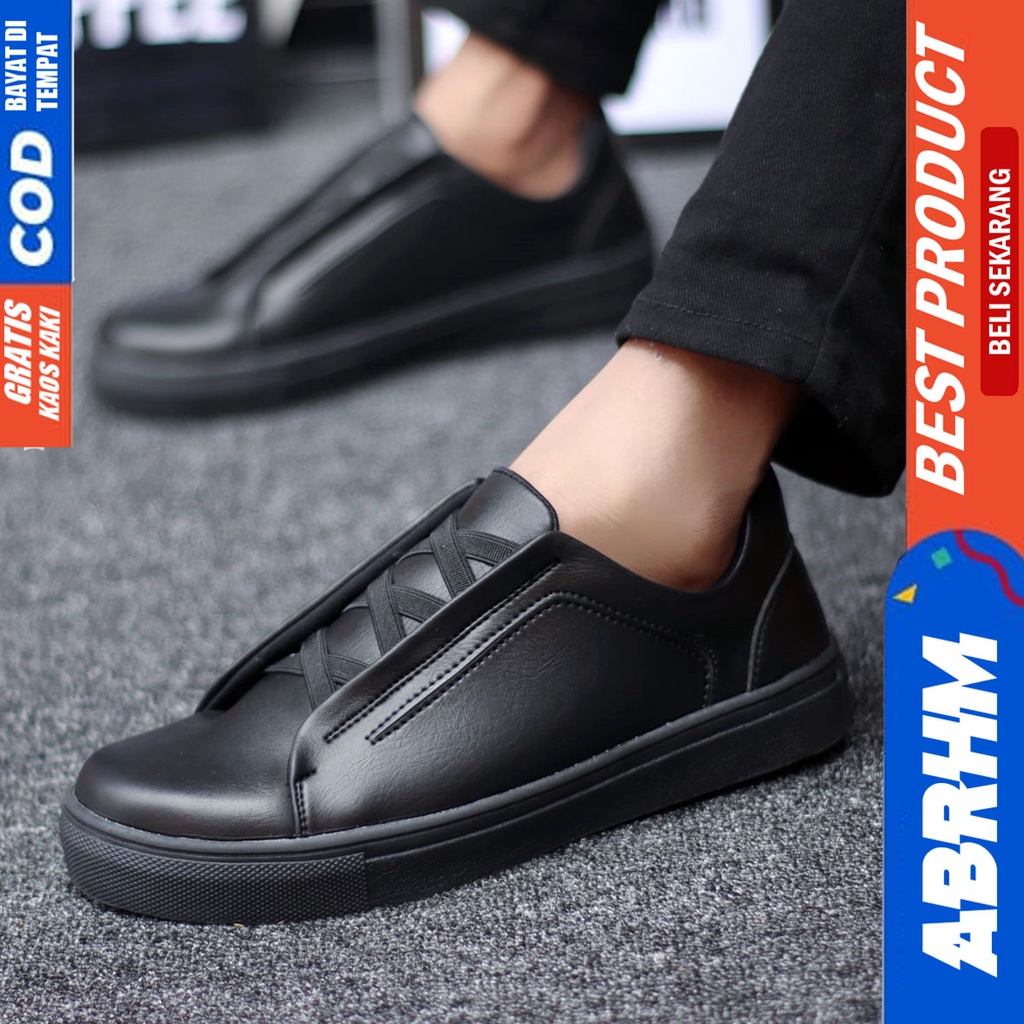 Abrhm Tajima - Sepatu Sneakers Casual Pria Kerja Santai Hitam