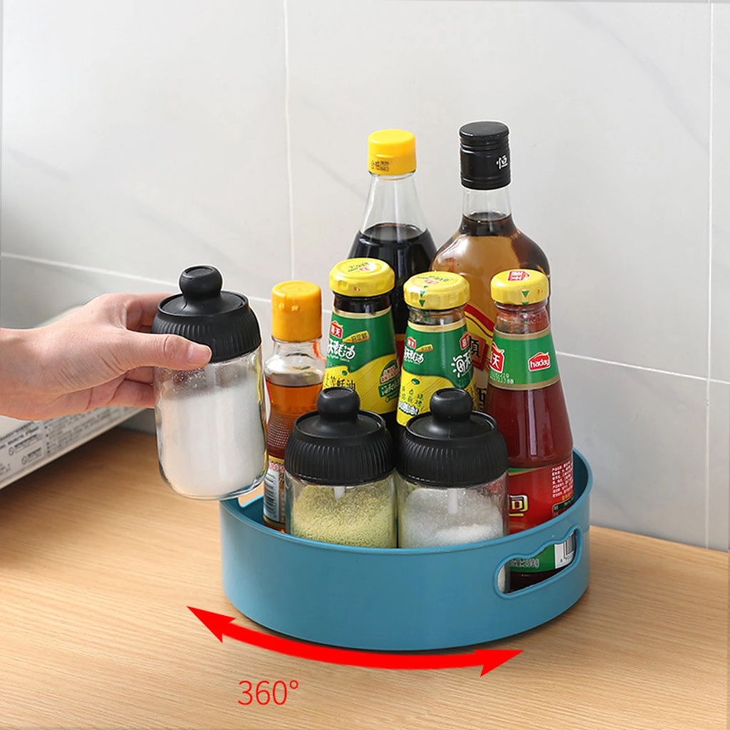 Multifunctional Kitchen 360 rotating condiment  storage tray / Spice jar snack storage container