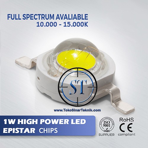 HPL Chip Epistar Genuine LED 1W Cool White 10000 - 15000K 1 Watt Putih High Power Led 350mA Aquarium Aquascape