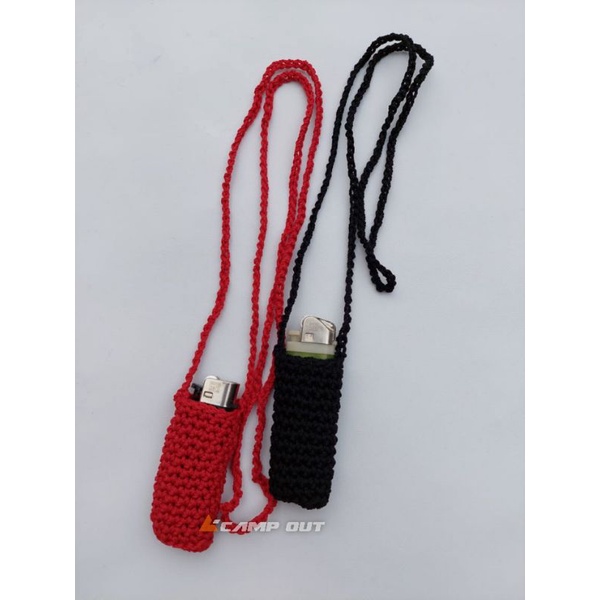 sarung korek api / strap tali rajut / gantungan korek etnik