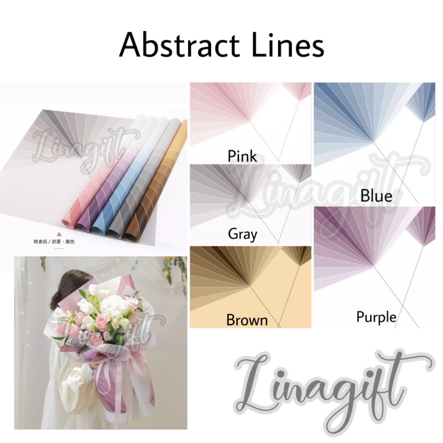 ( 5 Lembar ) ABSTRACT LINE - CELLOPHANE - FLOWER WRAPPING PAPER KOREAN CELLOPHANE GARIS PLASTIC WATERPROOF KERTAS BUNGA BUKET/ FLORIST