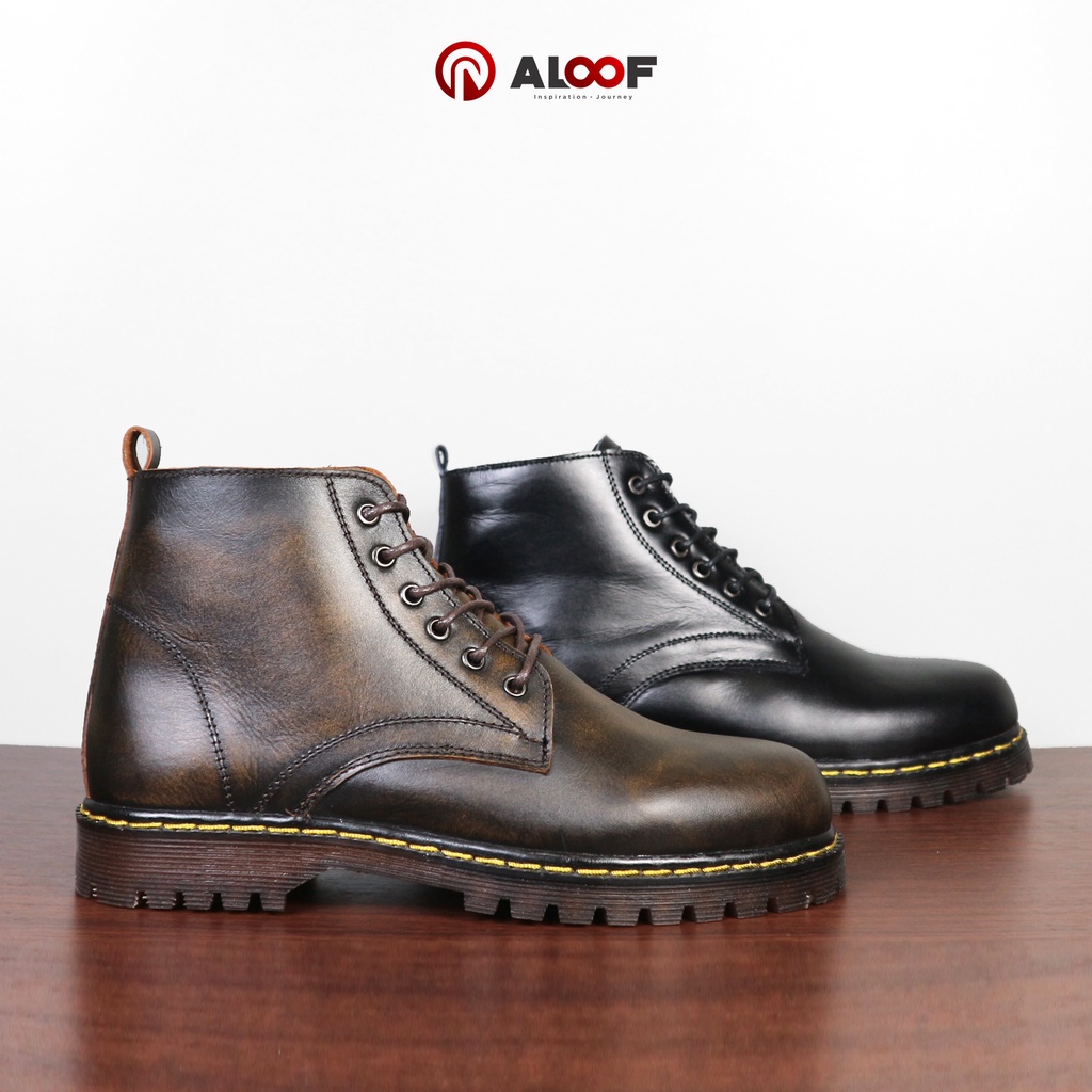 Aloof DENBORA - Sepatu Boots Docmart Pria Kulit Asli