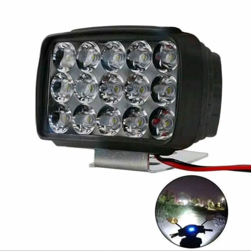 Lampu Tembak Sorot  Firing Light Lamp LED 15 Mata Motor Mobil Murah Terang Universal