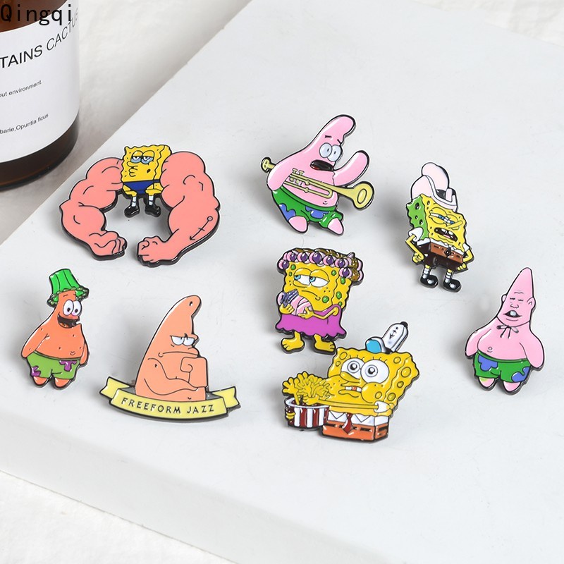 Bros Pin Enamel Bentuk Kartun SpongeBob SquarePants Patrick StarBrooch Untuk Anak