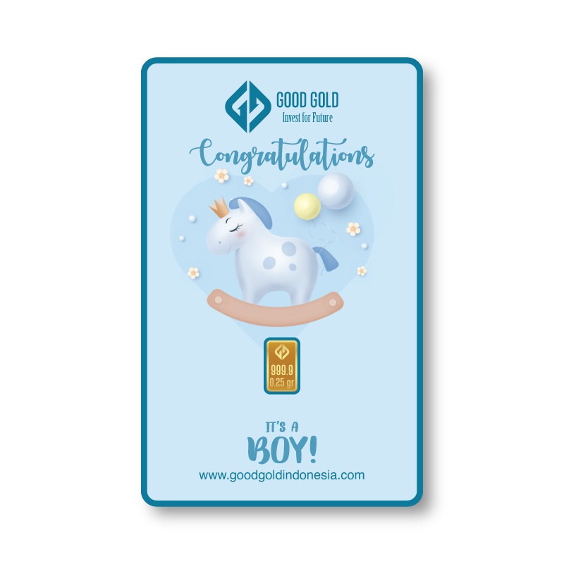 Good Gold Emas Batangan 0,25gr Logam Mulia 0,25 gram LM Fine Gold 0.25gr Emas Murni Emas 24K untuk Gift / Hadiah-Baby Boy