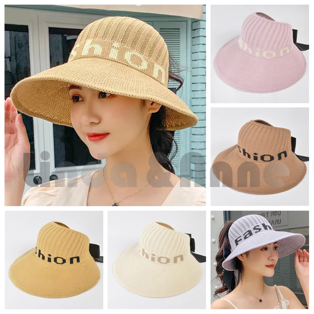 Topi Pantai Rajut Motif Fashion Perlindungan Matahari Korean Fashion