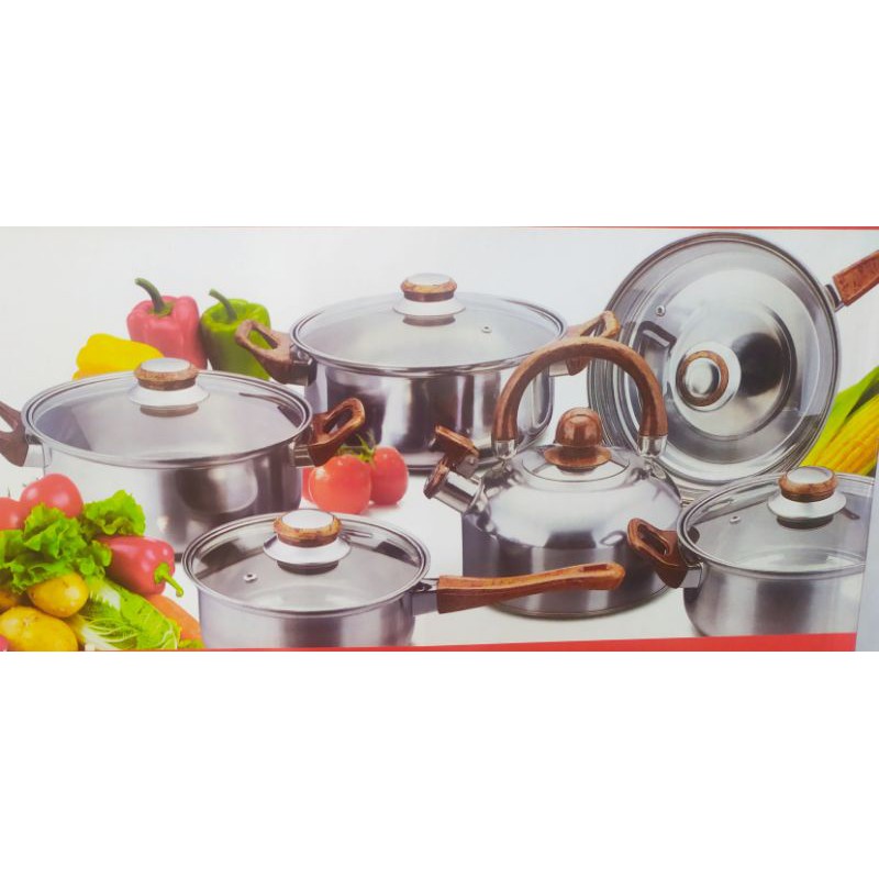 A1 Panci Set Stainless steel Peralatan Masak Lengkap dengan teko