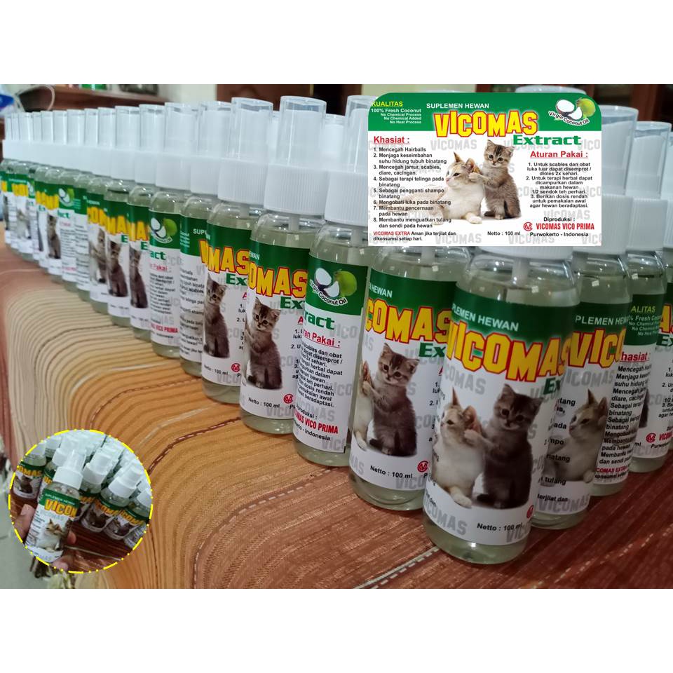 Obat Kucing Anggora Radang Tenggorokan | Vco Vicomas Extract Spray 100ml