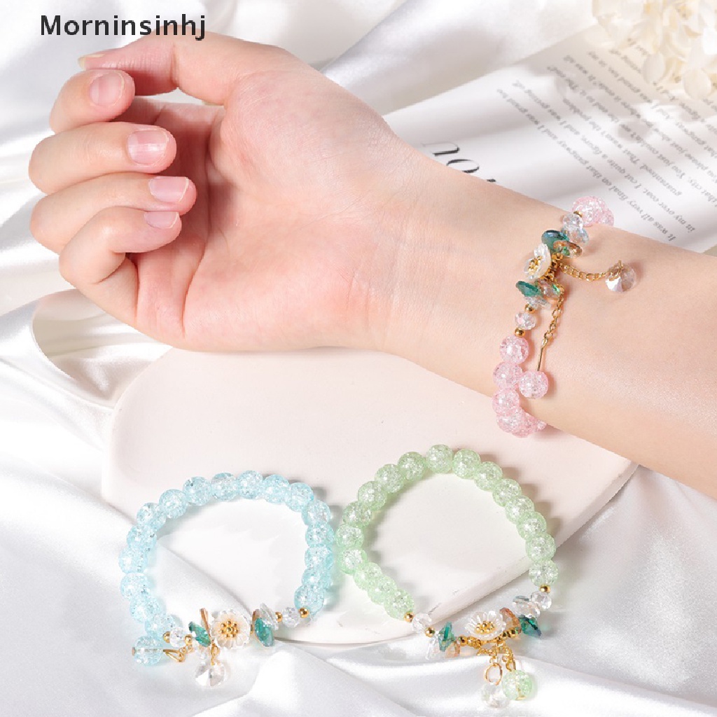 Mornin Gelang Bohemian Manik-Manik Kristal Warna-Warni Gelang Handmade Tali Elastis Wanita Perhiasan id