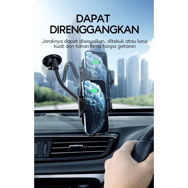 Vivan CHS11 Car Mount Phone Holder Alumunium Tube Automatic Kaca Depan