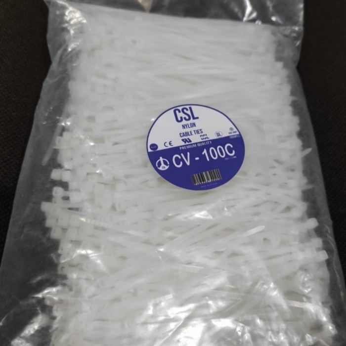

READY Kabel Tis Cable Ties Tie 10cm 2.5mm isi 1000pcs Nylon Hitam Premium - Putih TERLARIS