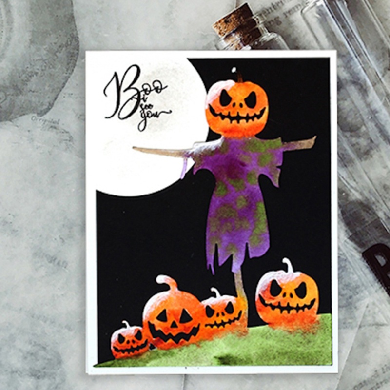 Cetakan Stensil Cutting Dies Motif Labu Halloween Bahan Metal Untuk Scrapbook / Craft DIY