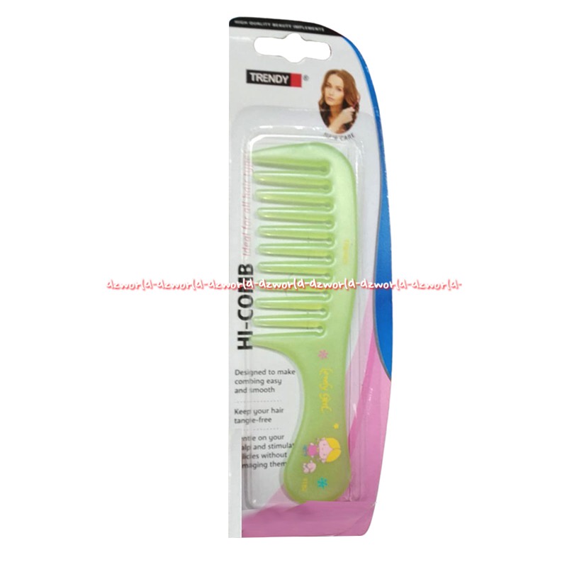 Trendy Hi-Comb Sisir Kecil Gigi Jarang Trendi Orange Hijau Dengan Tangkai Pegangan Comb With Handle Trendy Hi Comb Trendi