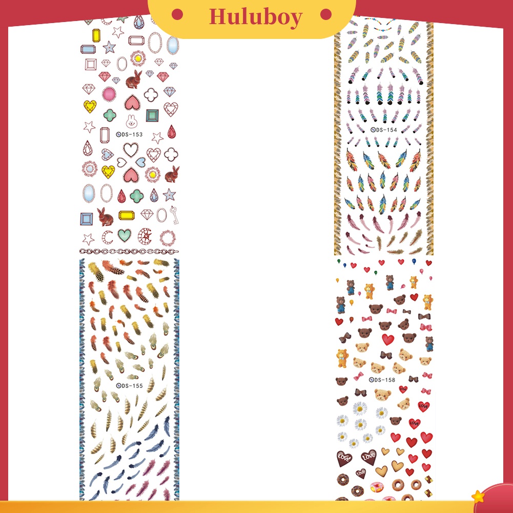 Huluboy Huluboy♡ Stiker Decal Transfer Air Untuk Dekorasi Nail Art DIY