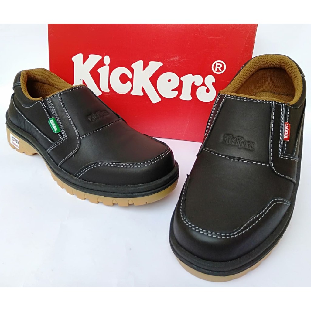 Sepatu kulit kickers pria casual asli original santai kasual slip on tanpa tali terbarumurahselopCOD