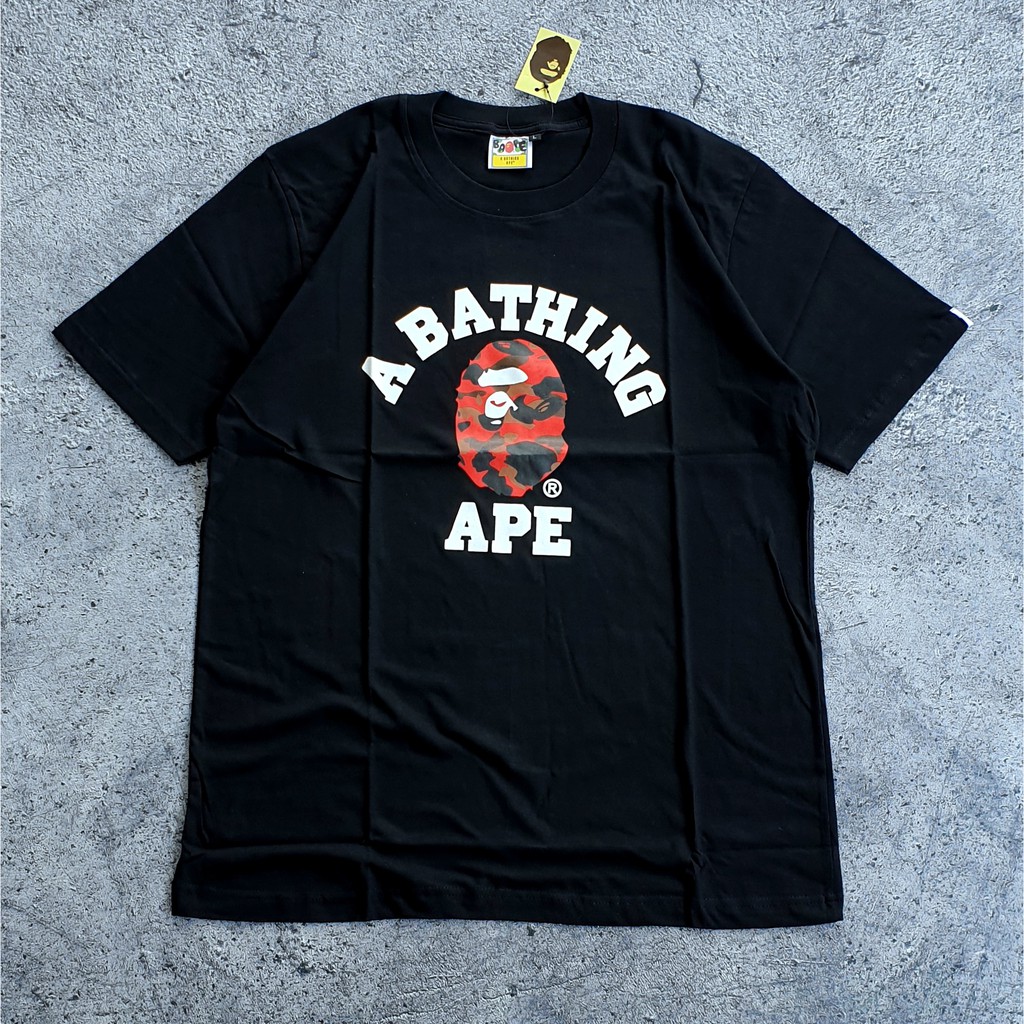 KAOS BAJU TSHIRT BAPE COLLEGE RED CAMO BLACK MIRROR ORIGINAL