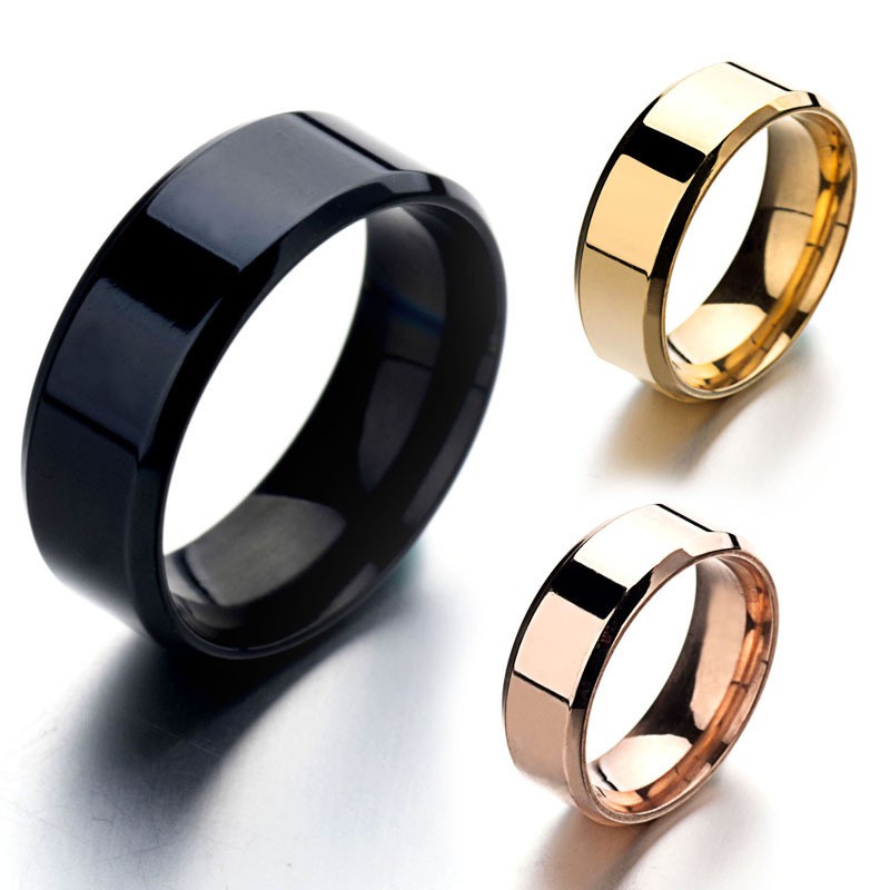 Cincin Pertunangan Dipoles Baja Titanium Keren Fashion Sederhana Untuk Pria dan Wanita