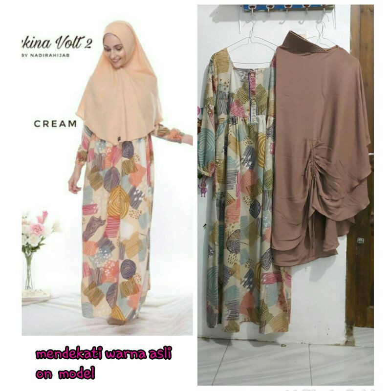 gamis/dress original branded nadira hijab set khimar serut pad antem syari pl/preloved/second/bekas