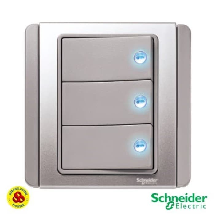 SCHNEIDER SAKLAR HOTEL 3G NEO E3033H2 EBGS 3 GANG 2 WAY WITH BLUE LED