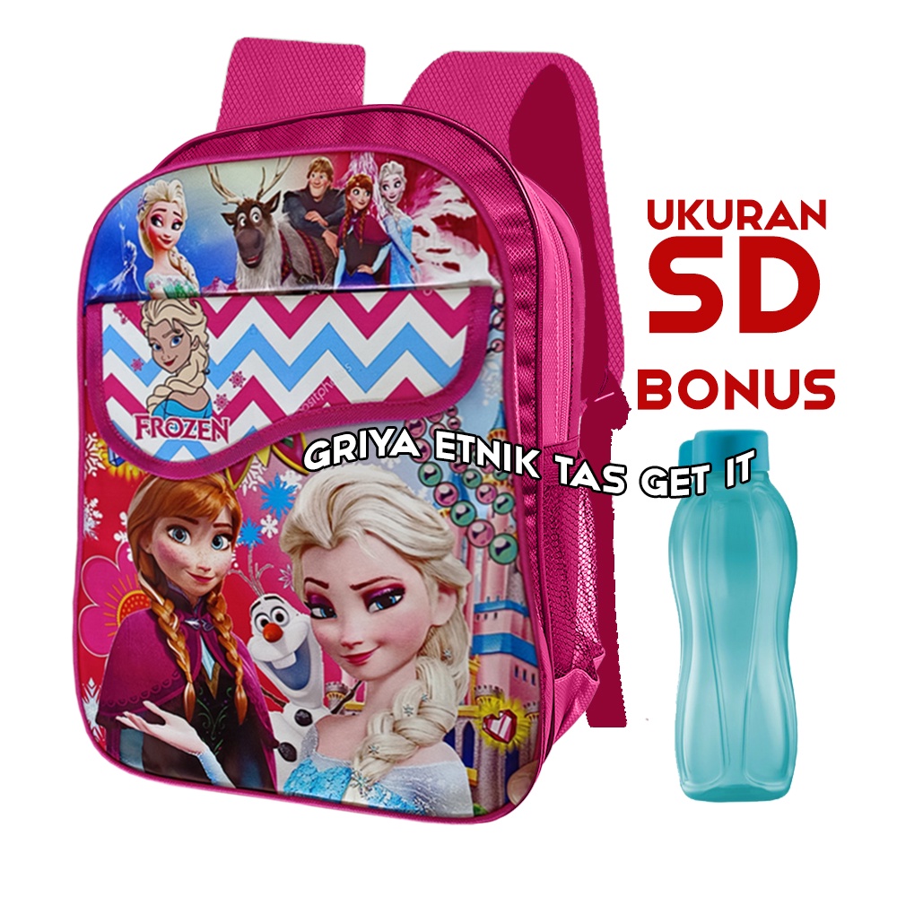 Tas Mixue Viral 2023 Tas Sekolah Anak Perempuan SD Ransel Gratis Botol Minum Karakter Unicorn BT21 Frozen Boba Tutup