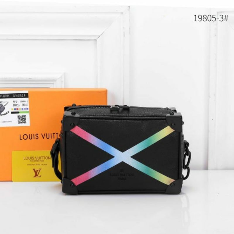 Tas Louis Vuitton Lv Soft Trunk Mini 19805-3 Black Rainbow Semi Ori*