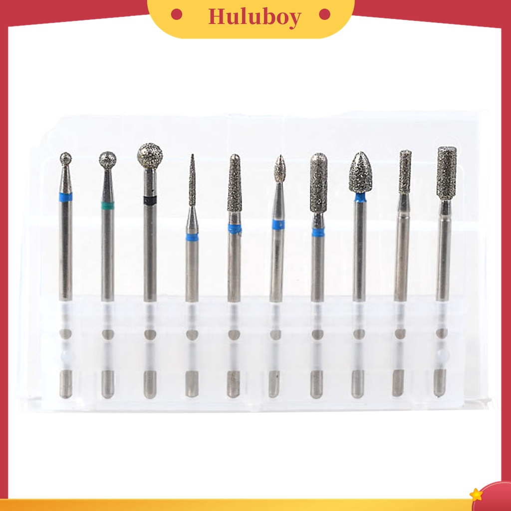 Huluboy Huluboy♡ 10pcs / Set Mata Bor Kuku Bahan Alloy Tungsten Untuk Manicure