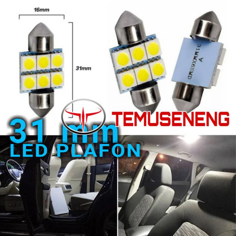 Lampu Led Plafon Kabin Mobil Soket Festoon Feston 31Mm 6Smd Super Terang