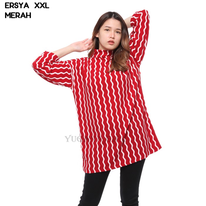 Monellina ERSYA Baju Blouse Atasan XXL Jumbo Murah Wanita - Merah