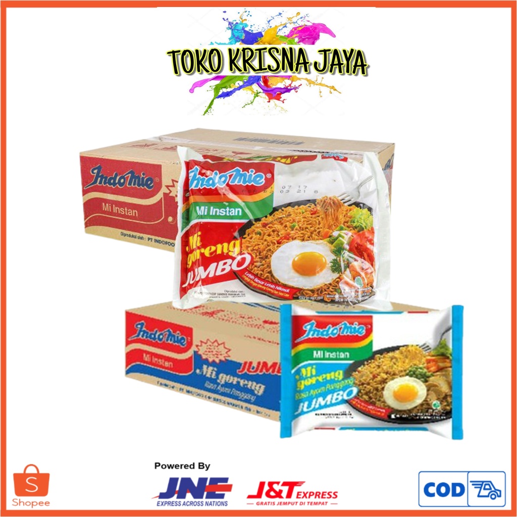 

INDOMIE GORENG JUMBO SPECIAL| RASA AYAM PANGGANG MIE ENSTAN NETTO 1 KARTON 24 PCS X 127 GR